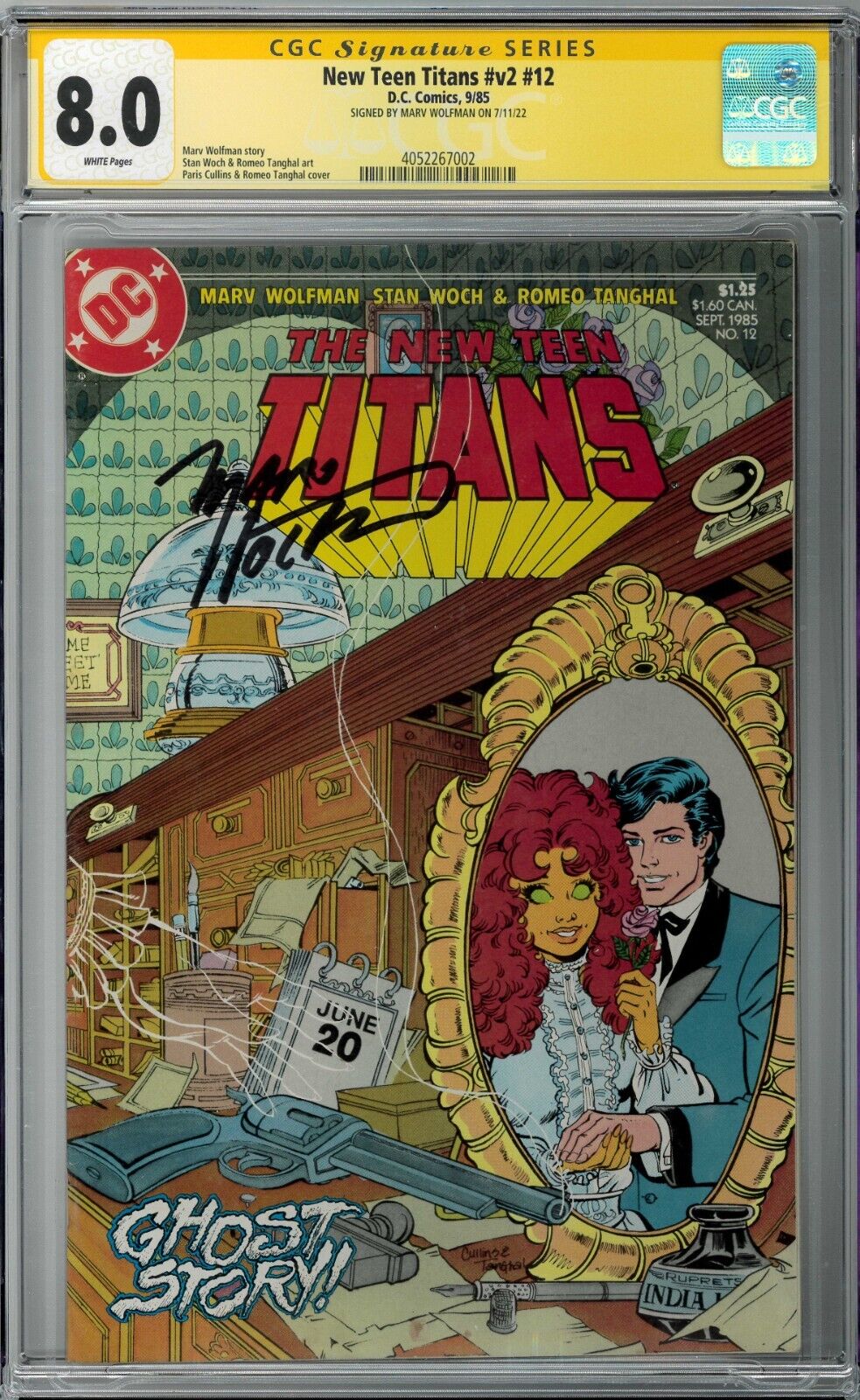 New Teen Titans v2 #12 CGC SS 8.0 (Sep 1985, DC) Signed by Marv Wolfman