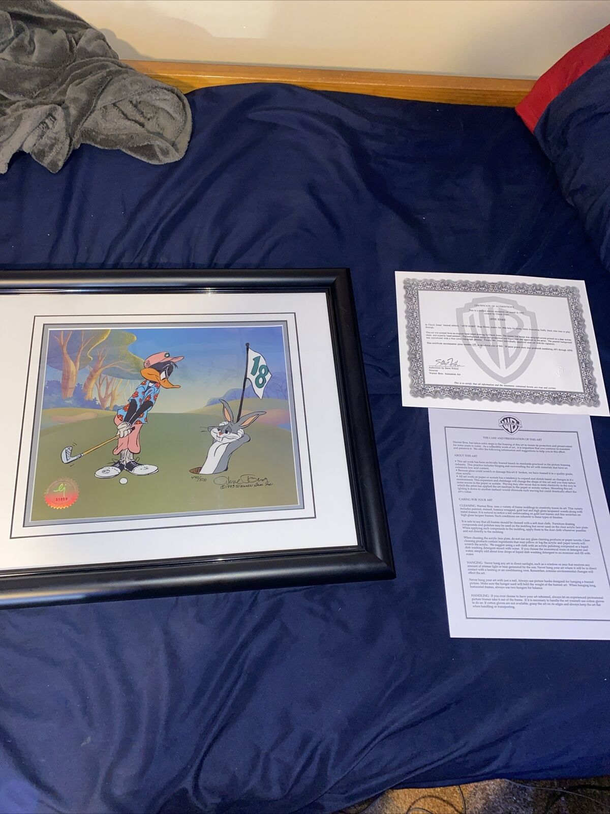 Warner Bros Cel Bugs Bunny Daffy Duck 18th Hare Golf Signed Chuck Jones Art