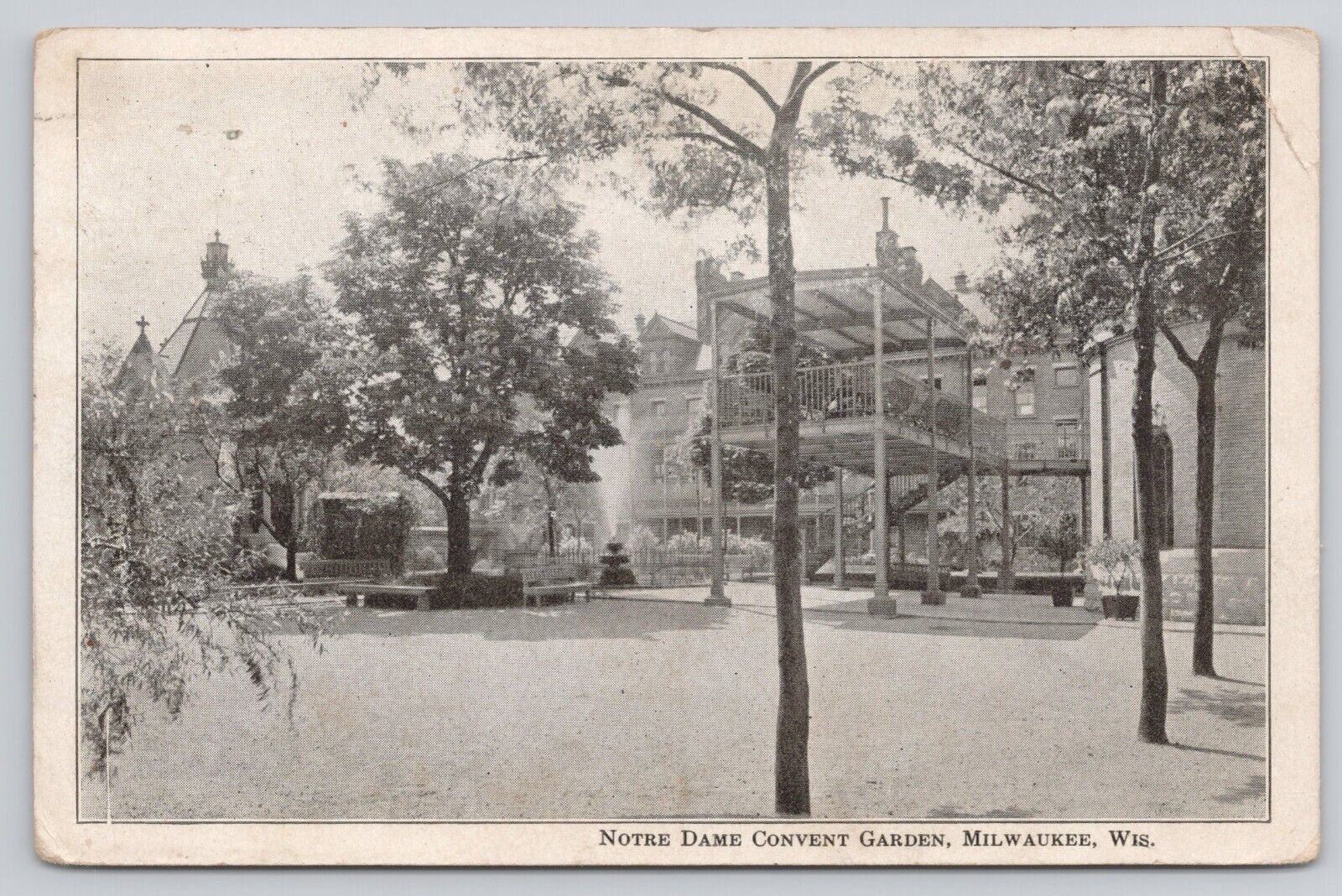 Milwaukee Wisconsin WI Notre Dame Convent Garden 1912 Vintage Postcard