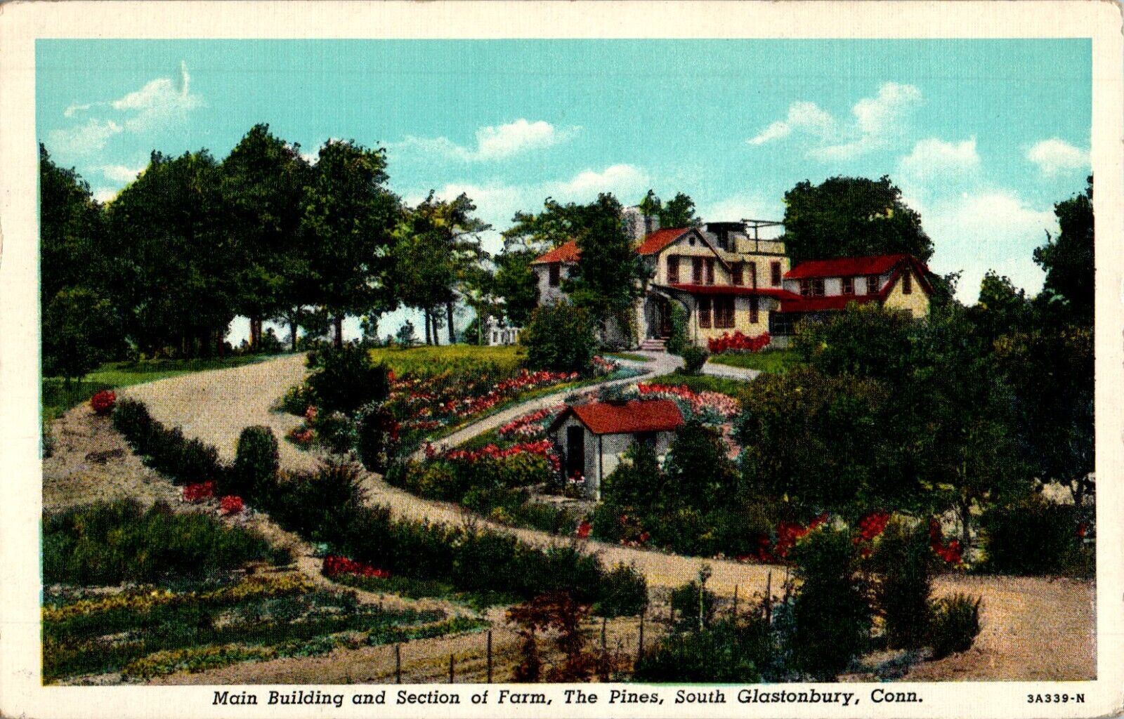 Main Building,Section of Farm, The Pines, New Glastonbury, Connecticut CT 1948