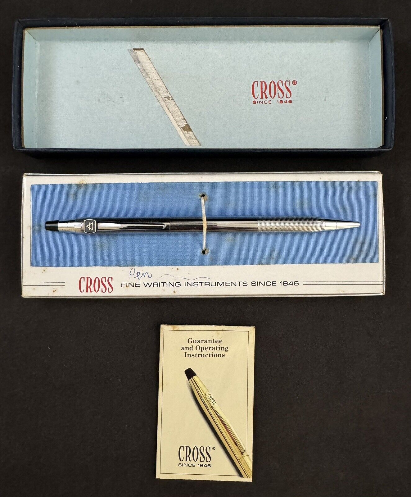 Vintage 1982 Cross Chrome Pen w/ Air Symbol & Original Box