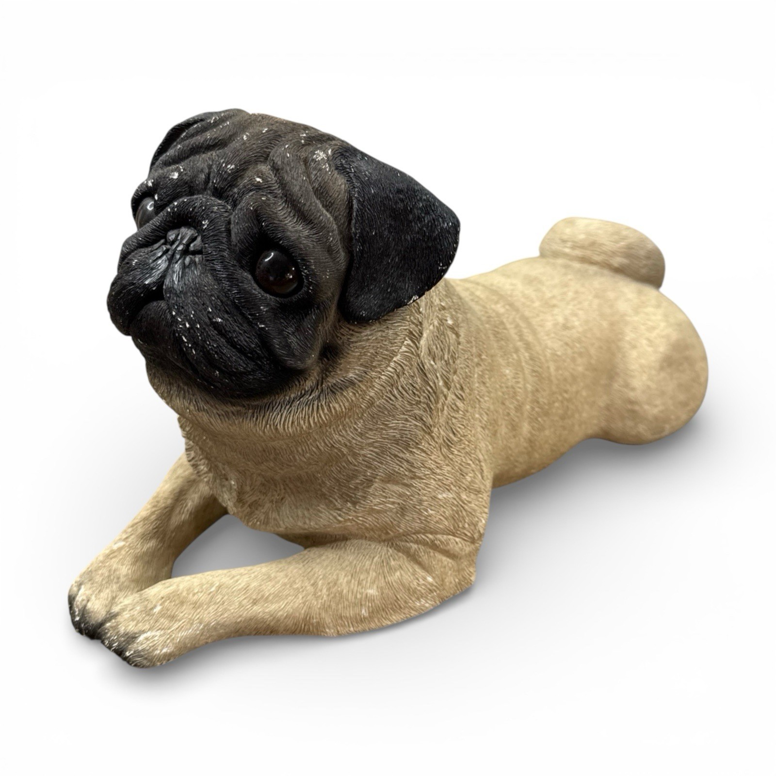 Vintage Sandicast Pug Dog Puppy Laying Life Size Large 17 Vintage Sandicast Pug Dog Puppy Laying Life Size Large 17