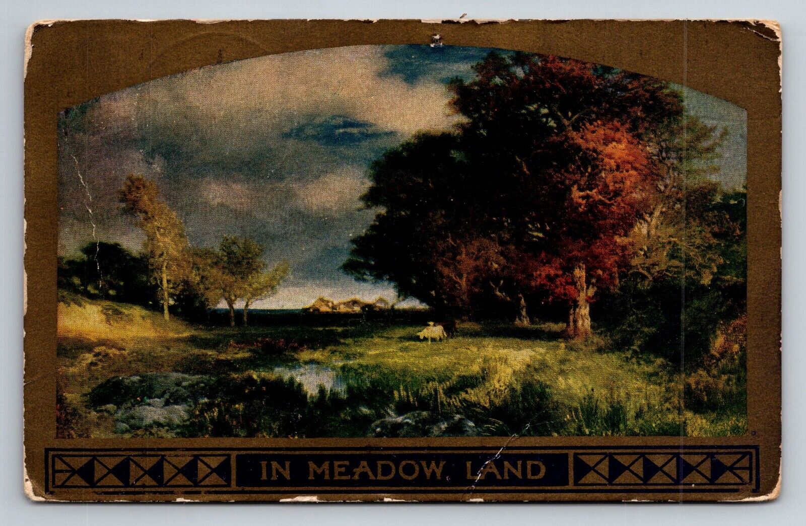 Postcard In Meadow Land Rural Countryside Cows Posted 1911 Downing Missouri