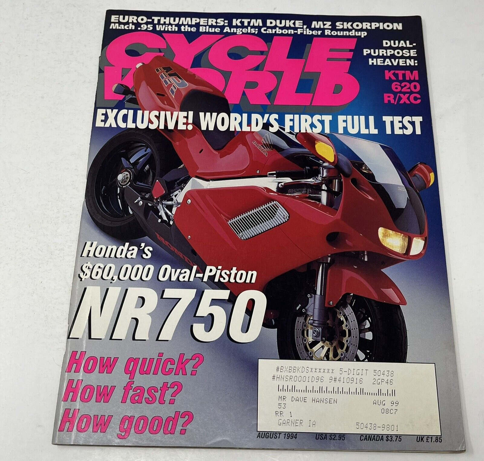 1994 Cycle World Magazine Motorcycle KTM 620 Duke R/XC Honda NR750 MZ Skorpion