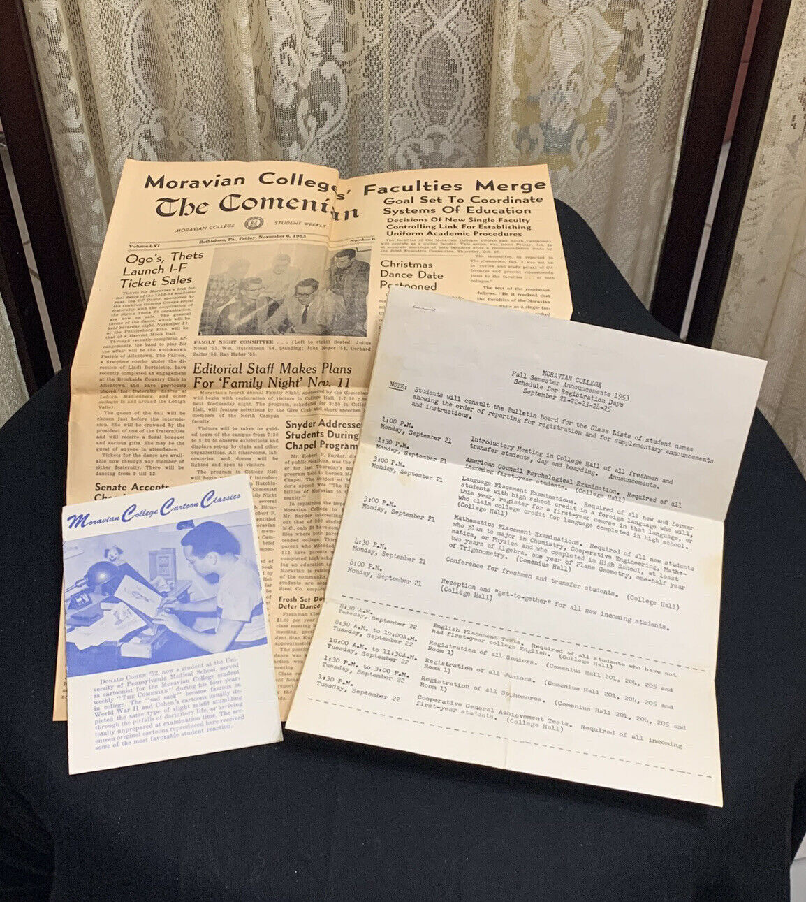 Unique MORAVIAN COLLEGE Paper Memorabilia - Circa 1953