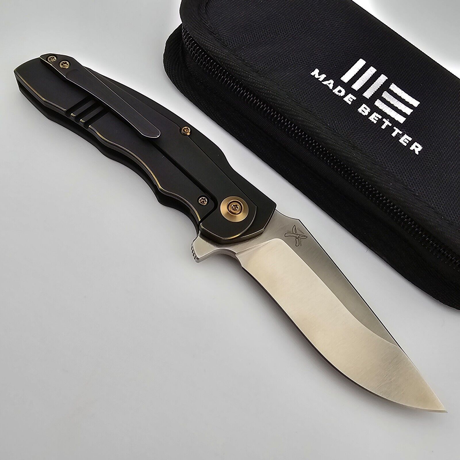 We Knife Co. Skreech Folding Knife Black Titanium Handles Satin 20CV Blade 2014A