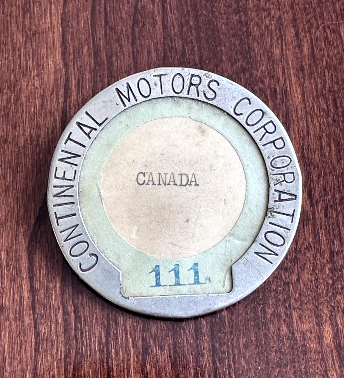 ORIGINAL VINTAGE CONTINENTAL MOTORS CORPORATION CANADA EMPLOYEE BADGE E51 ORIGINAL VINTAGE CONTINENTAL MOTORS CORPORATION CANADA EMPLOYEE BADGE E51
