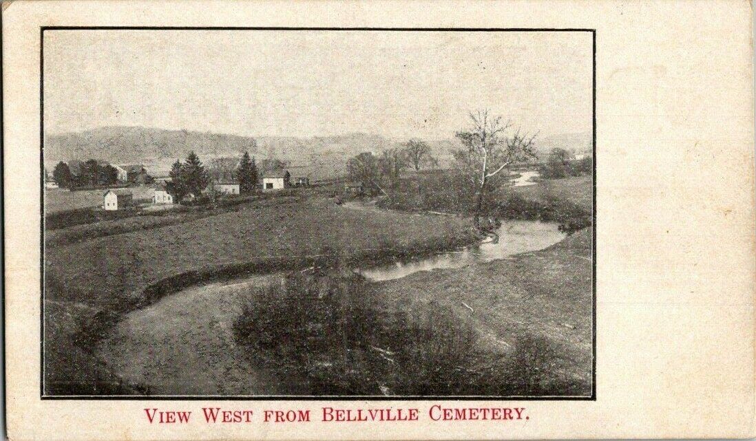 1906. VIEW WEST FROM BELLVILLE CEMETERY. NY. POSTCARD. RC8