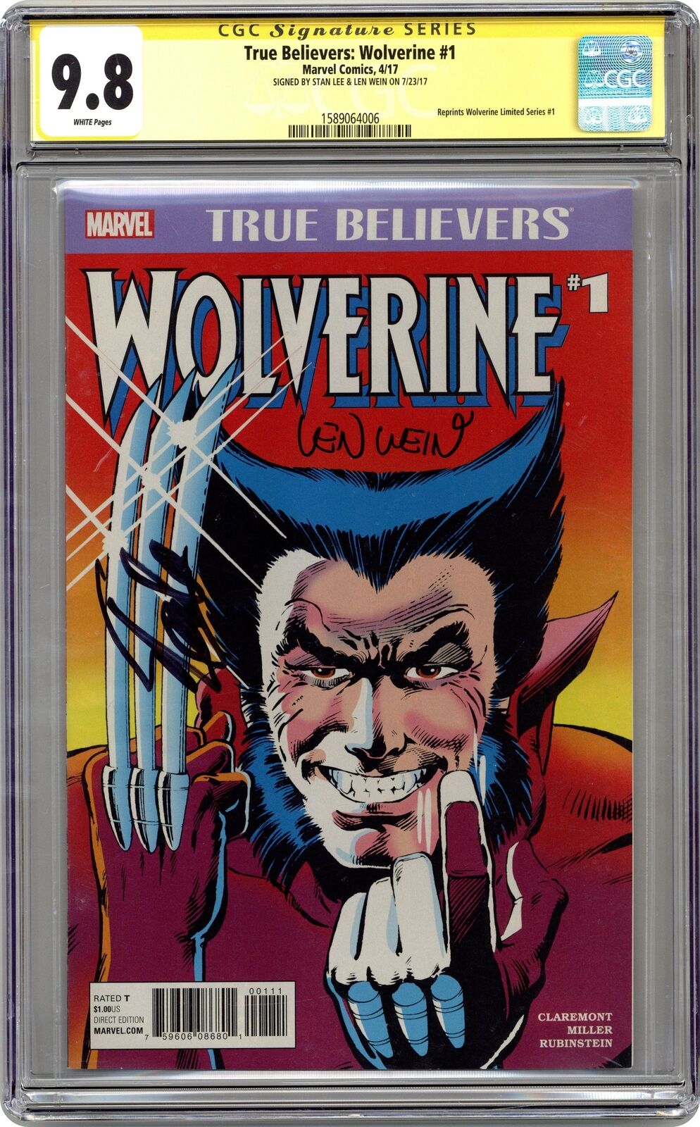 True Believers Wolverine #1 CGC 9.8 SS Lee/Wein 2017 1589064006