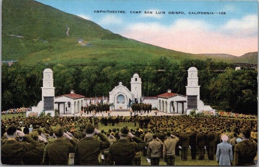 c1940s CAMP SAN LUIS OBISPO, California Postcard 