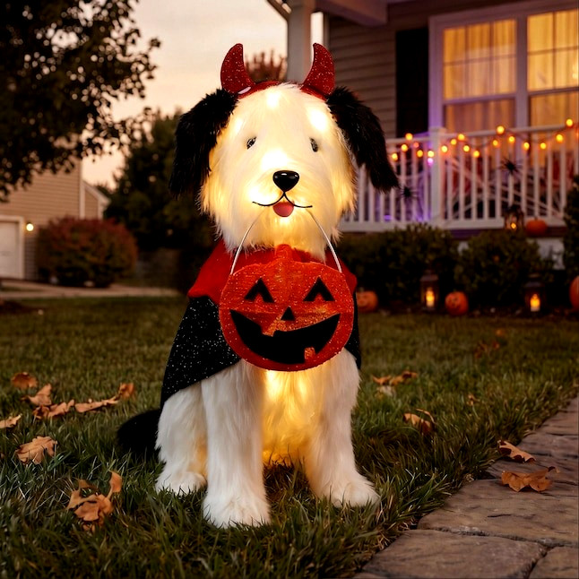 Haunted Living 24-in Lighted Sheepdog Trick or Treat Halloween Decoration