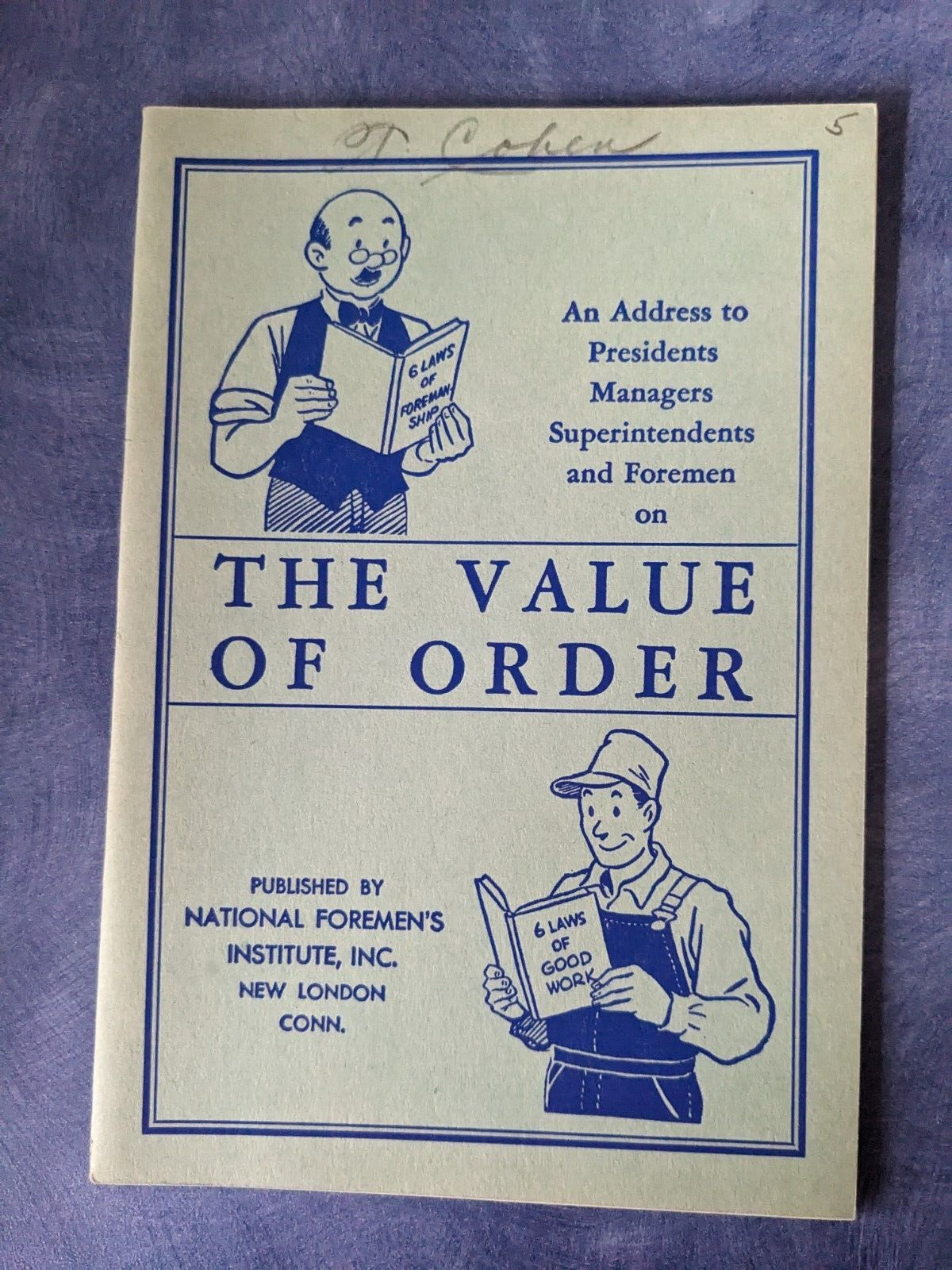 1951 National Foreman's Institute Job Handbook Value of Order Harry Myers