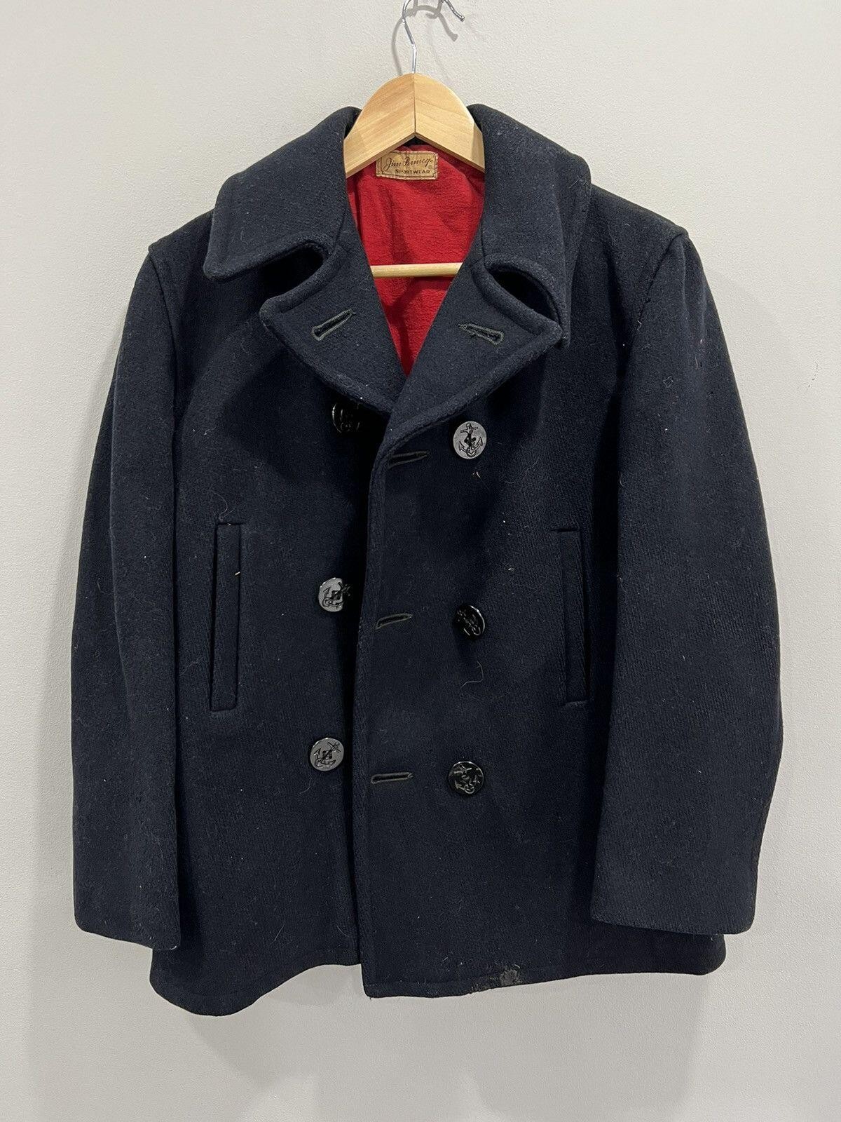 Vintage 1950s 60s Jim Penney Wool Coat anchor button usn