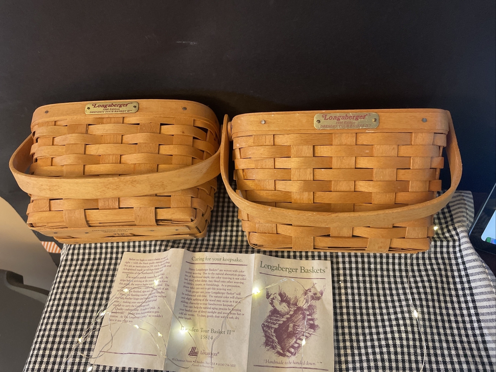Longaberger 1996 Edition DRESDEN TOUR BASKET II With Protector Signed Set Of 2