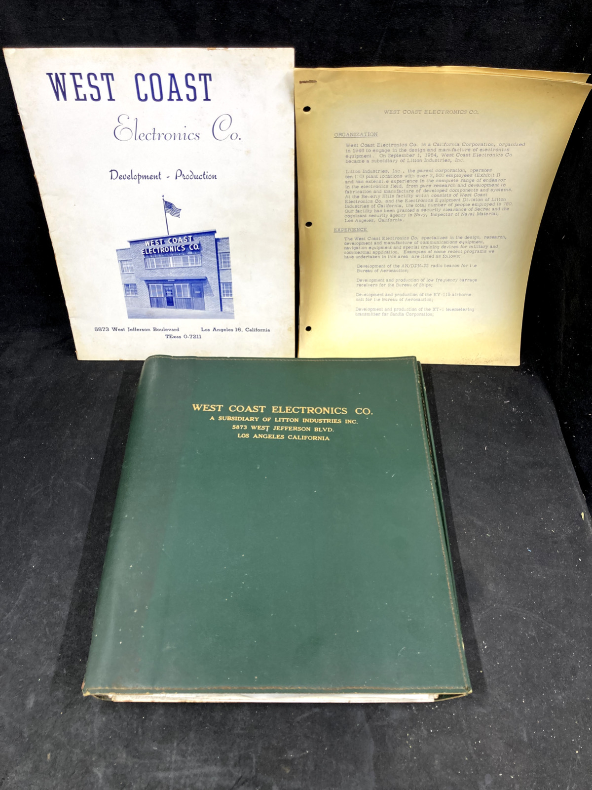 1950'S WEST COAST ELECTRONICS, DIV.LITTON INDUSTRIES FOLDER W 56-8X10 PHOTOS+++