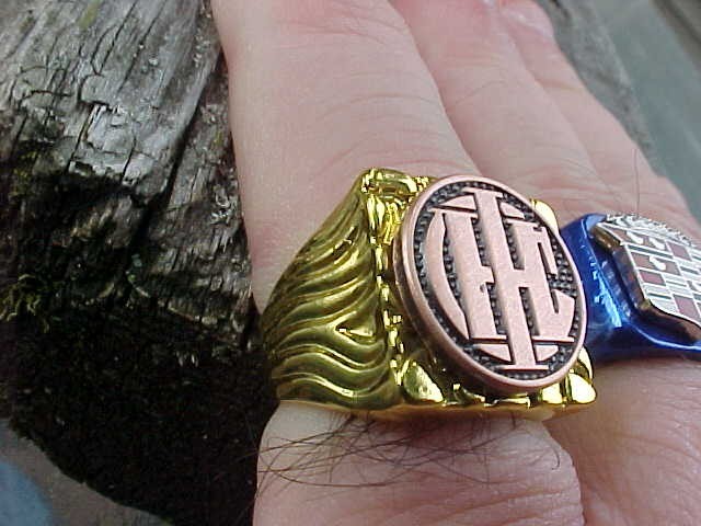1902 IHC INTERNATIONAL HARVESTER GOLD CHROME RING #8 NOS HI- QUALITY FANCY 1902 IHC INTERNATIONAL HARVESTER GOLD CHROME RING #8 NOS HI- QUALITY FANCY