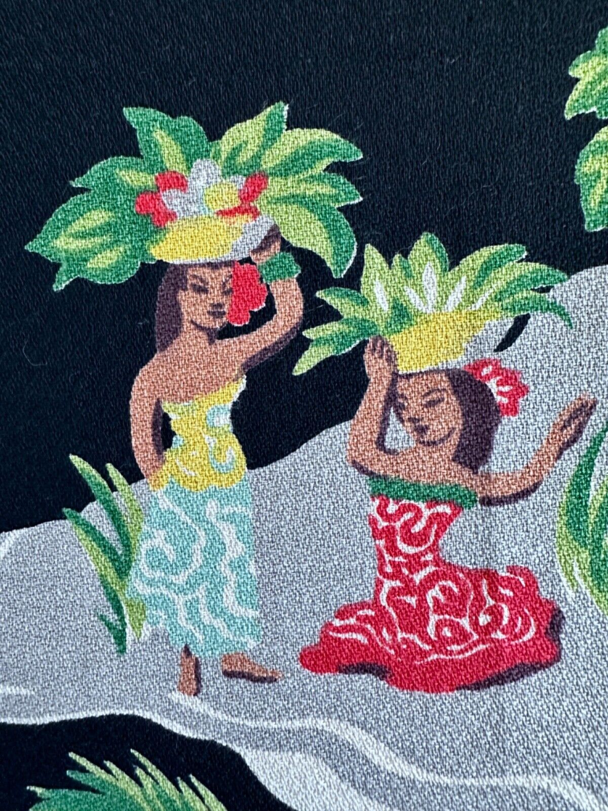 1930's Impossible to Find Hawaiian ISLAND LIFE Barkcloth Vintage Fabric PILLOWS
