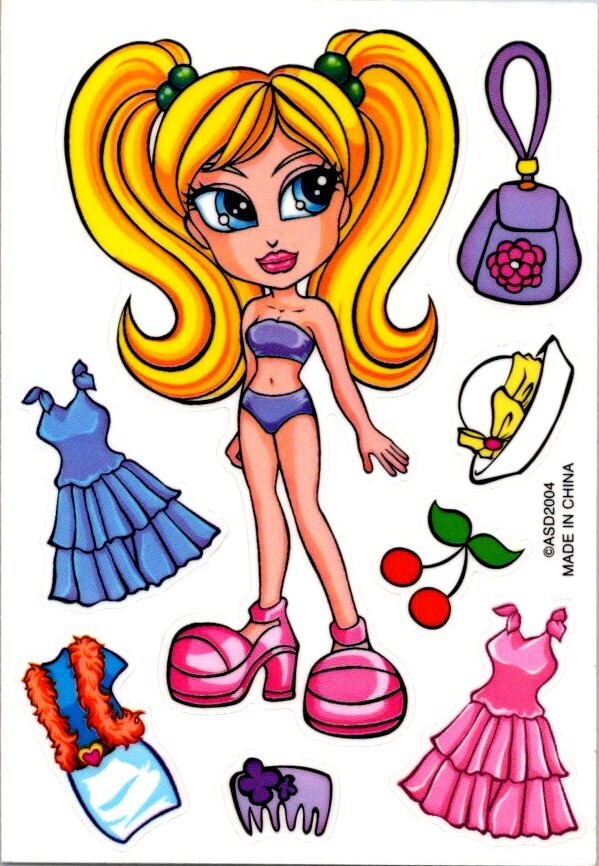 2004 ASD Bratz Vending Machine Sticker Paper Doll Style 4 1/4\