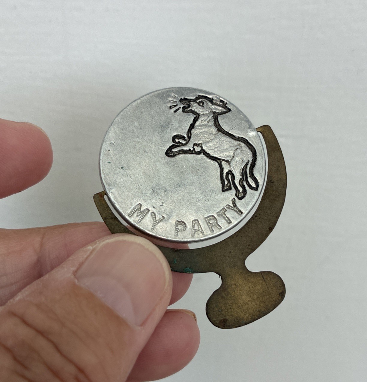 Antique 1930s Metal Political Spinner Donkey to Elephant Collectible Rare Antique 1930s Metal Political Spinner Donkey to Elephant Collectible Rare