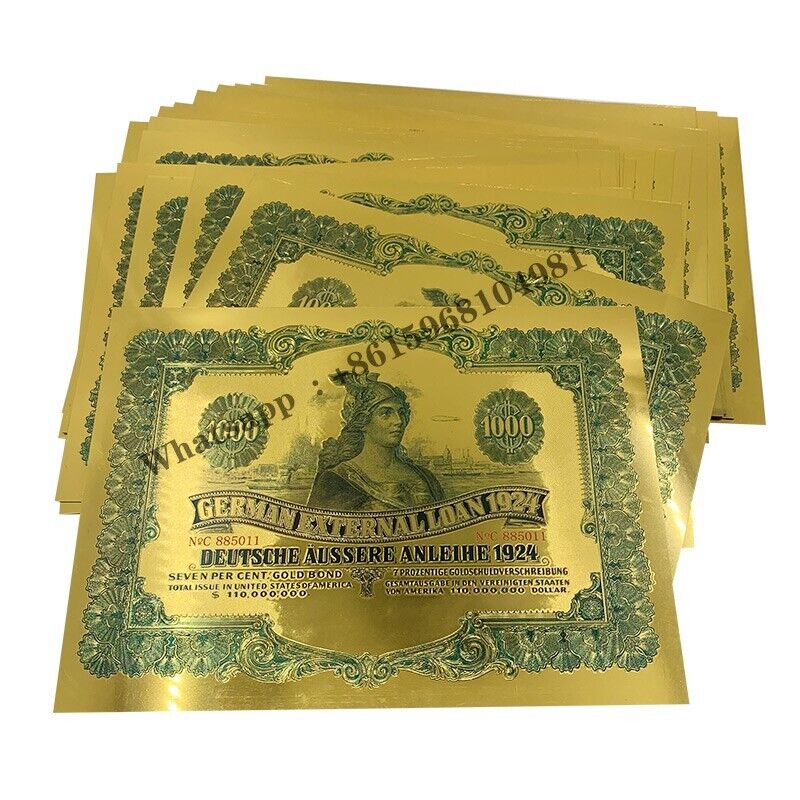 100 pcs/lot 1924 German Gold Bond $1000 Gold Foil Banknote For Nice Gift