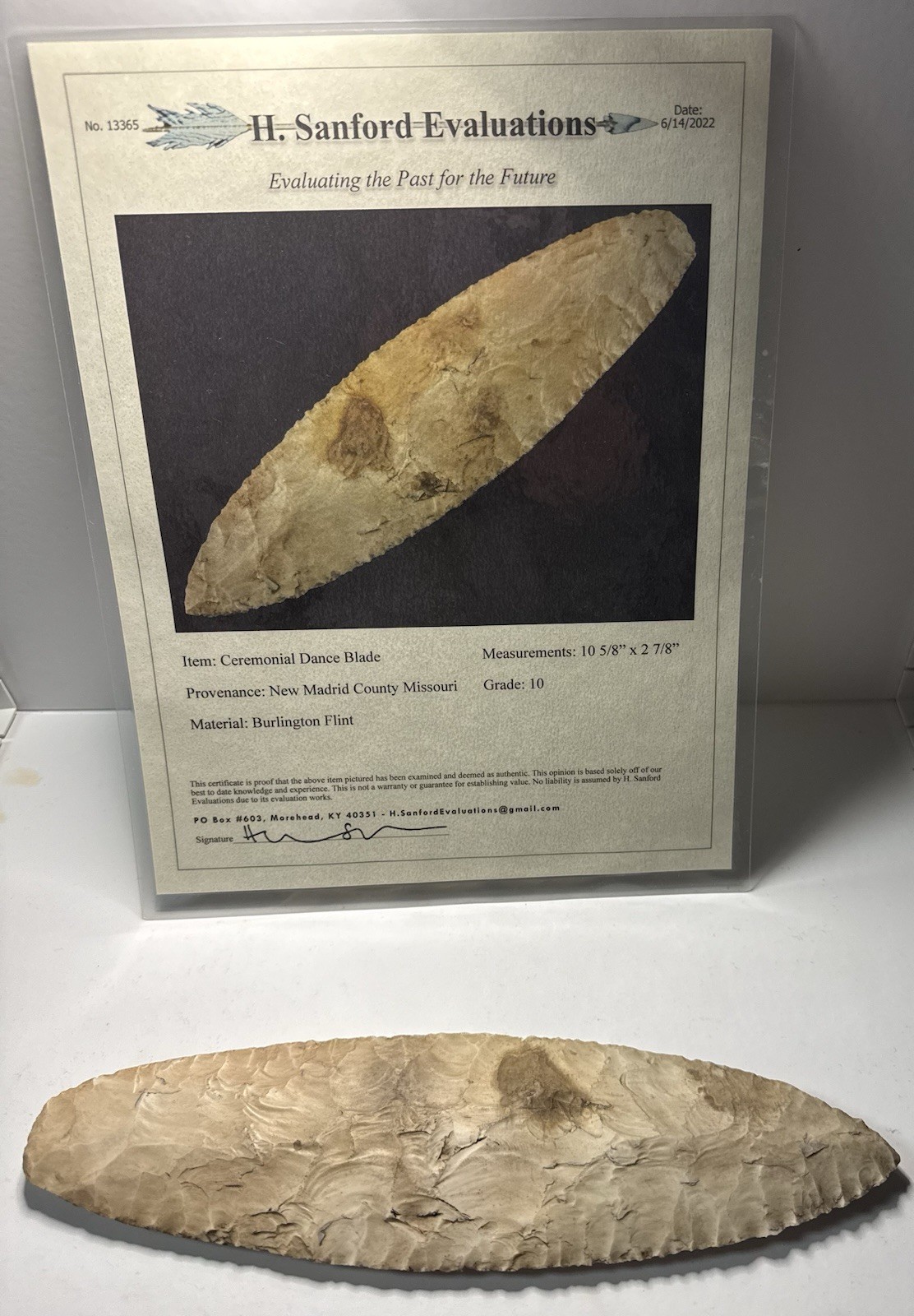 Super Fine 10 5/8 Inch Missouri Ceremonial Dance Blade With COA Arrowheads Super Fine 10 5/8 Inch Missouri Ceremonial Dance Blade With COA Arrowheads