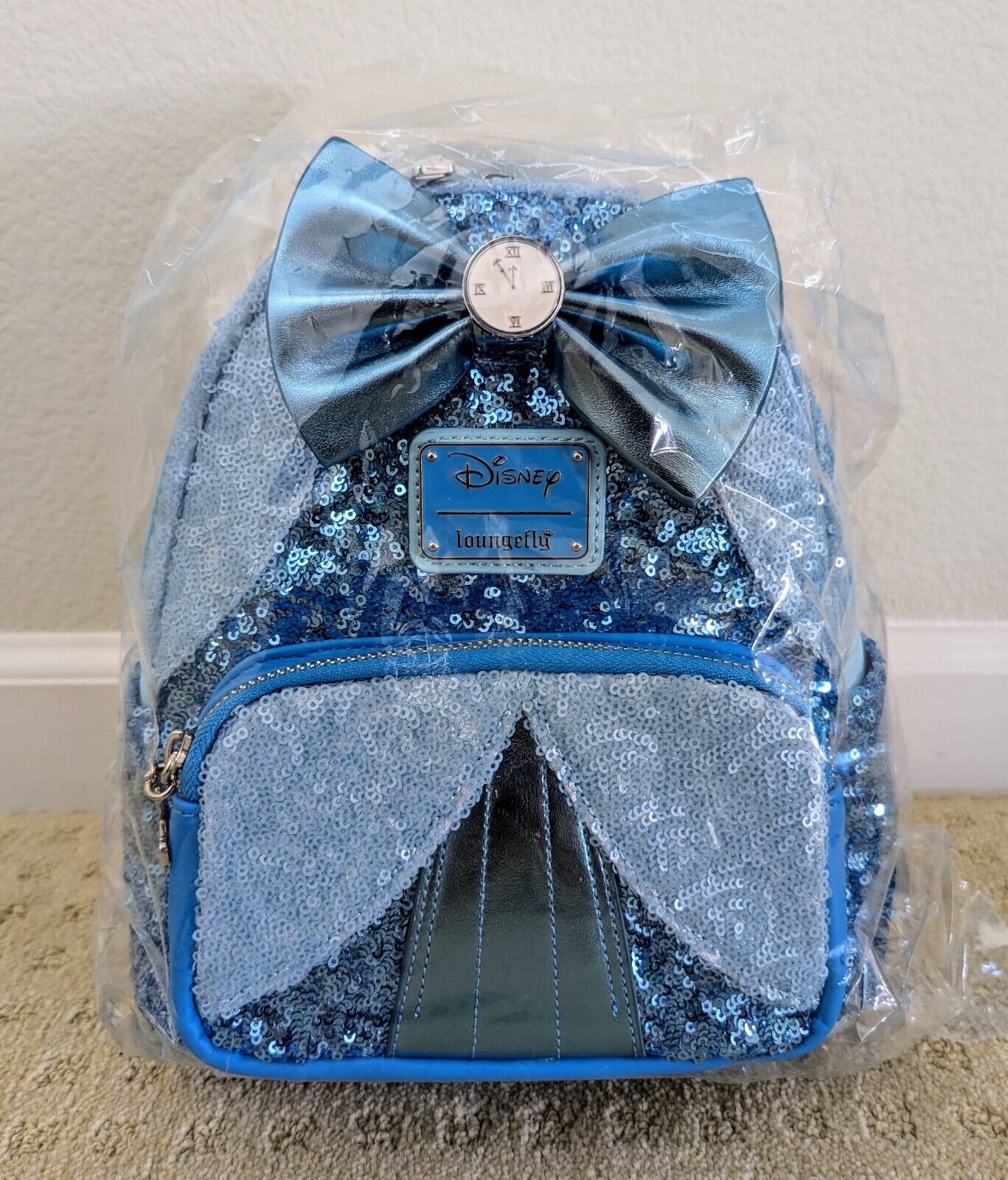Loungefly Disney CINDERELLA Sequin Mini Backpack Blue NEW Ships ASAP