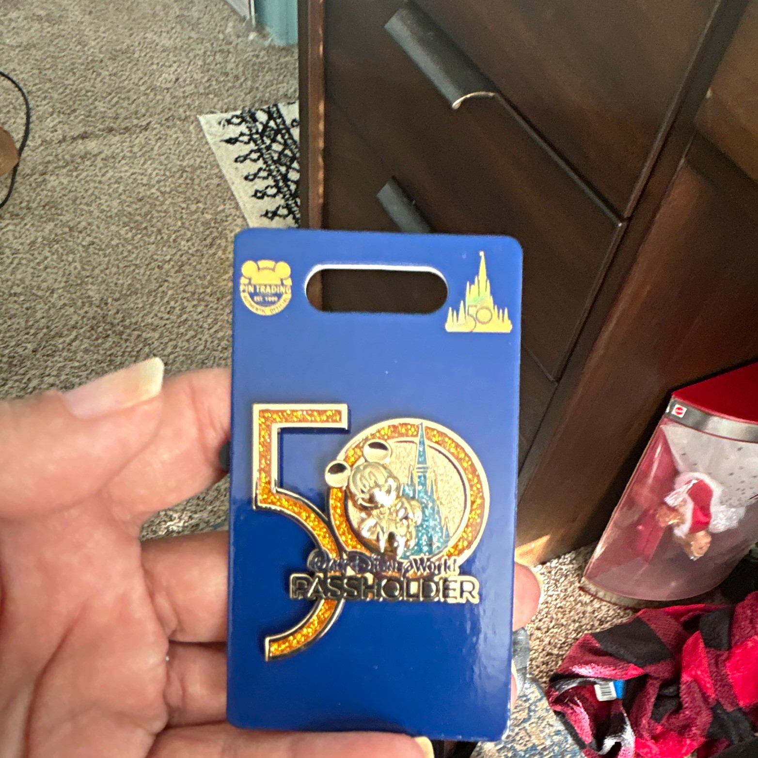 Disney WDW 50th Anniversary Passholder Mickey Mouse Glitter Single Pin