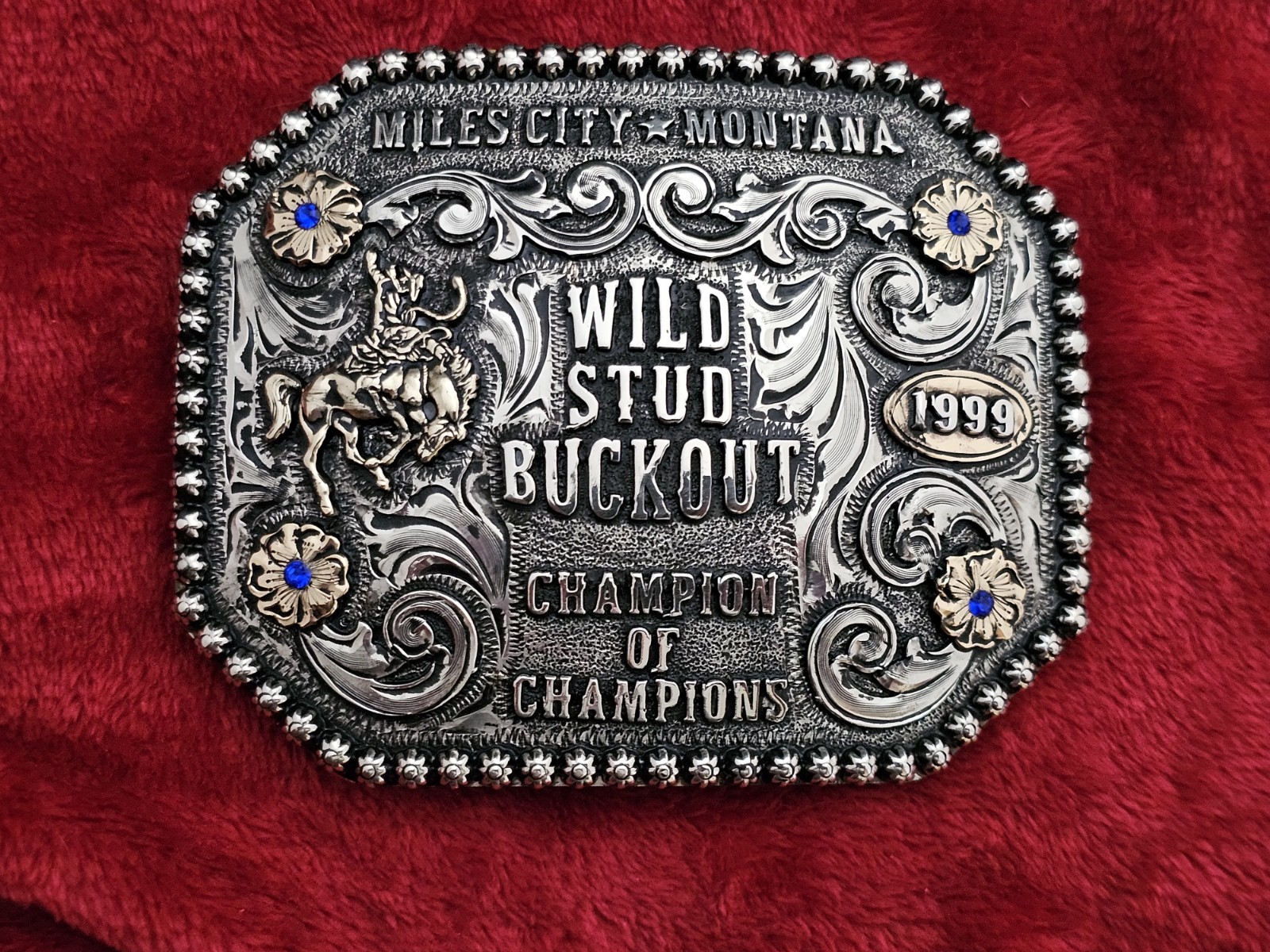 Bronc Riding RODEO☆Miles City MT.☆1999☆X~Treme☆CHAMPION TROPHY BUCKLE☆Rare☆T59