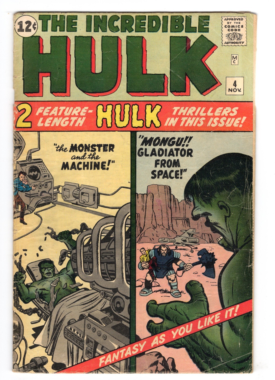 Incredible Hulk 4 1962 Marvel Comics Qualified VG 4.0 4th App Hulk Brief Origin