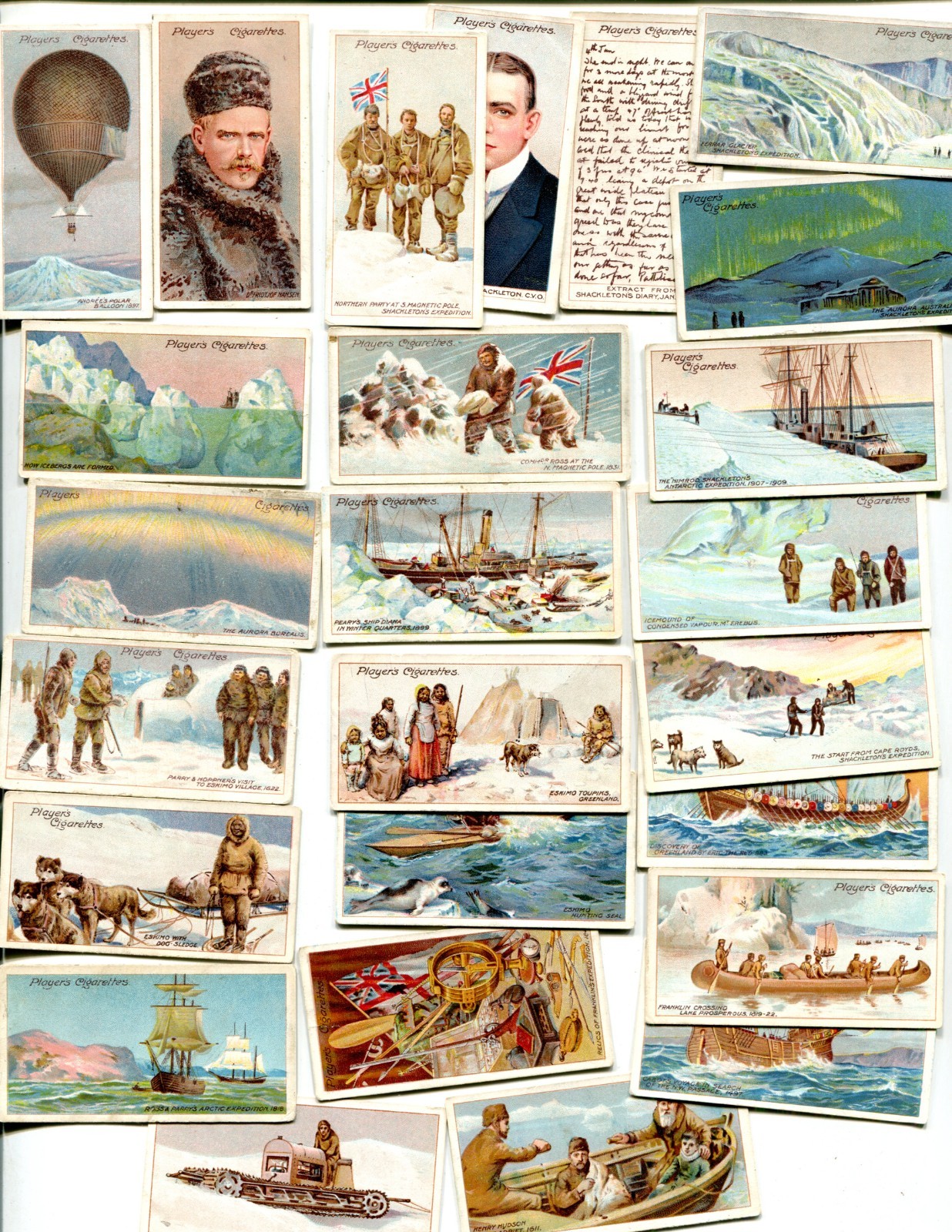 1915 JOHN PLAYER LTD. POLAR EXPLORATION 25 DIFFERENT TOBACCO CARD SET 1915 JOHN PLAYER LTD. POLAR EXPLORATION 25 DIFFERENT TOBACCO CARD SET