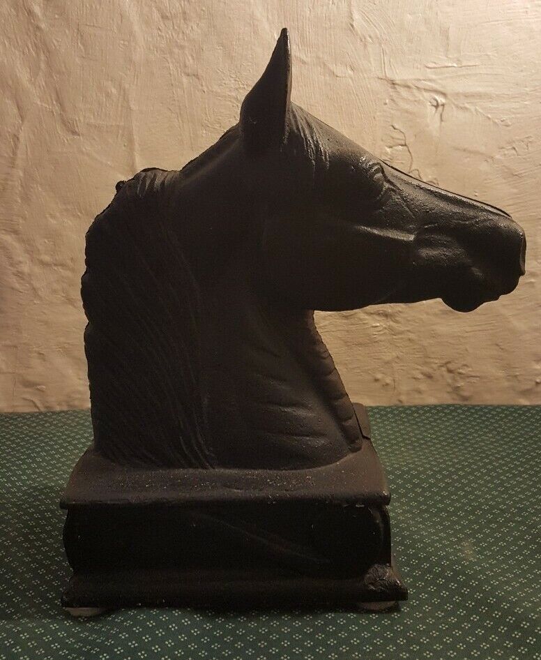 Vintage 1954 VA Metalcrafters The Stallions Cast Iron Horse Bookends Black