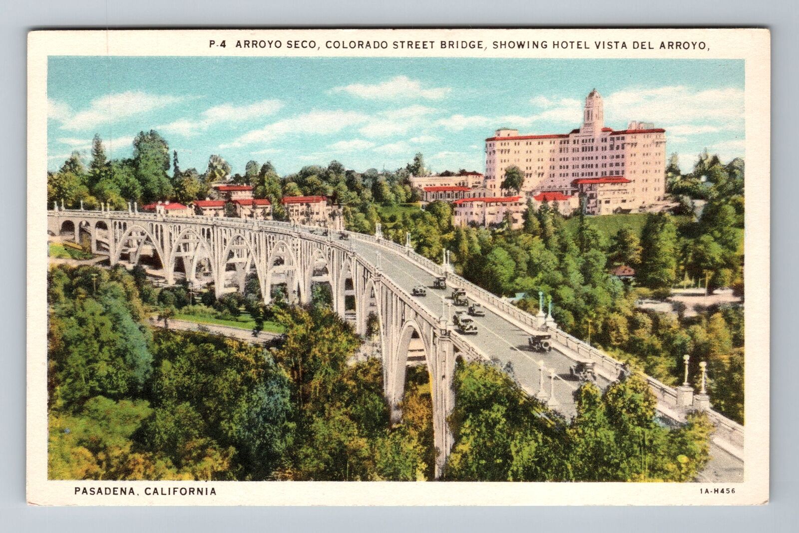 Pasadena CA-California, Arroyo Seco Street Bridge Scenic View Vintage Postcard