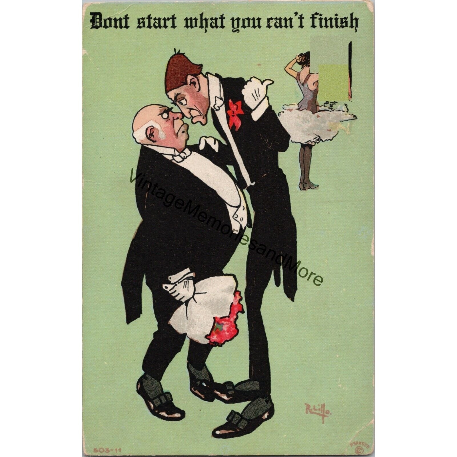 Don't Start What You Can't Finish Vintage Comedy Postcard PC211