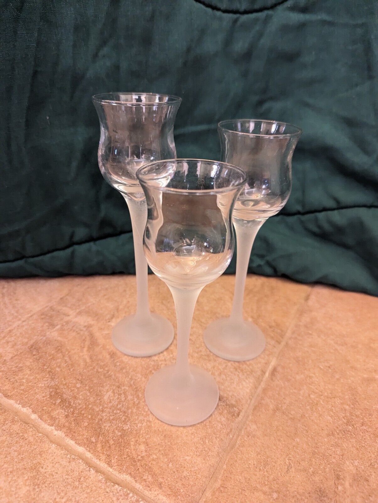 Partylite Iced Crystal Trio Set Frosted Stem Glass Votive Tealight Holder P9248