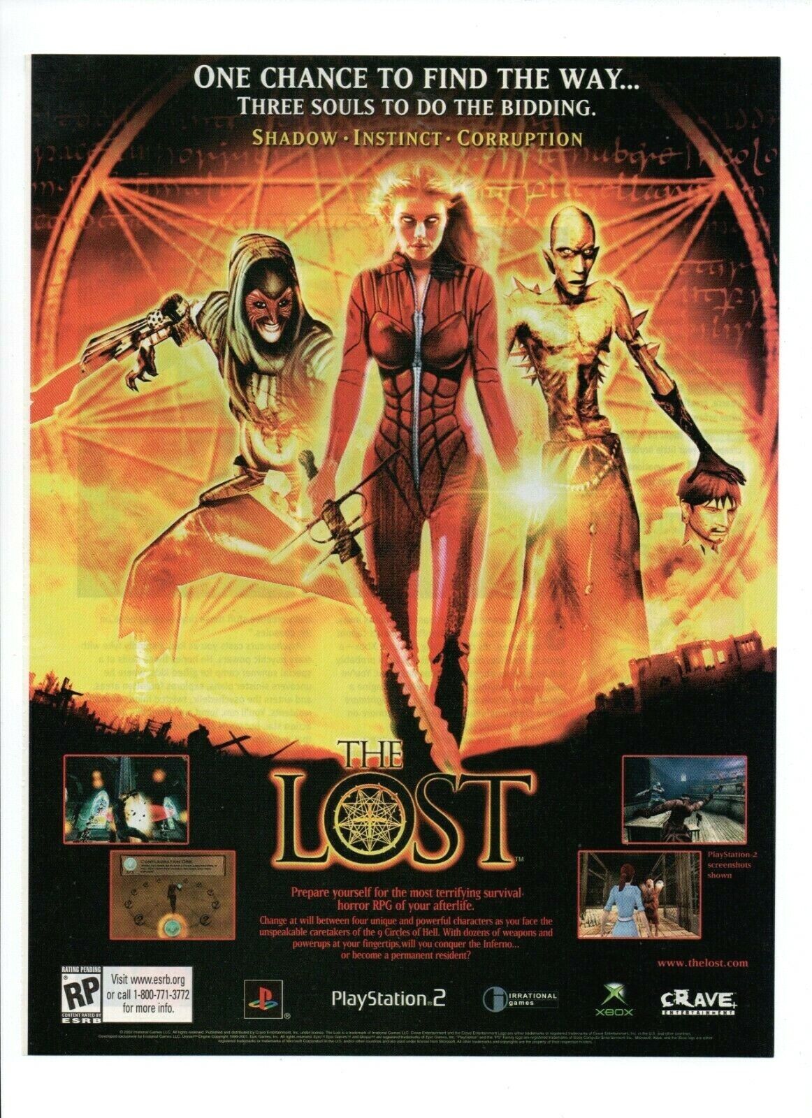 The Lost PS2 XBOX 2002 Game Print Ad - Three Souls To Do The Bidding Horror RPG