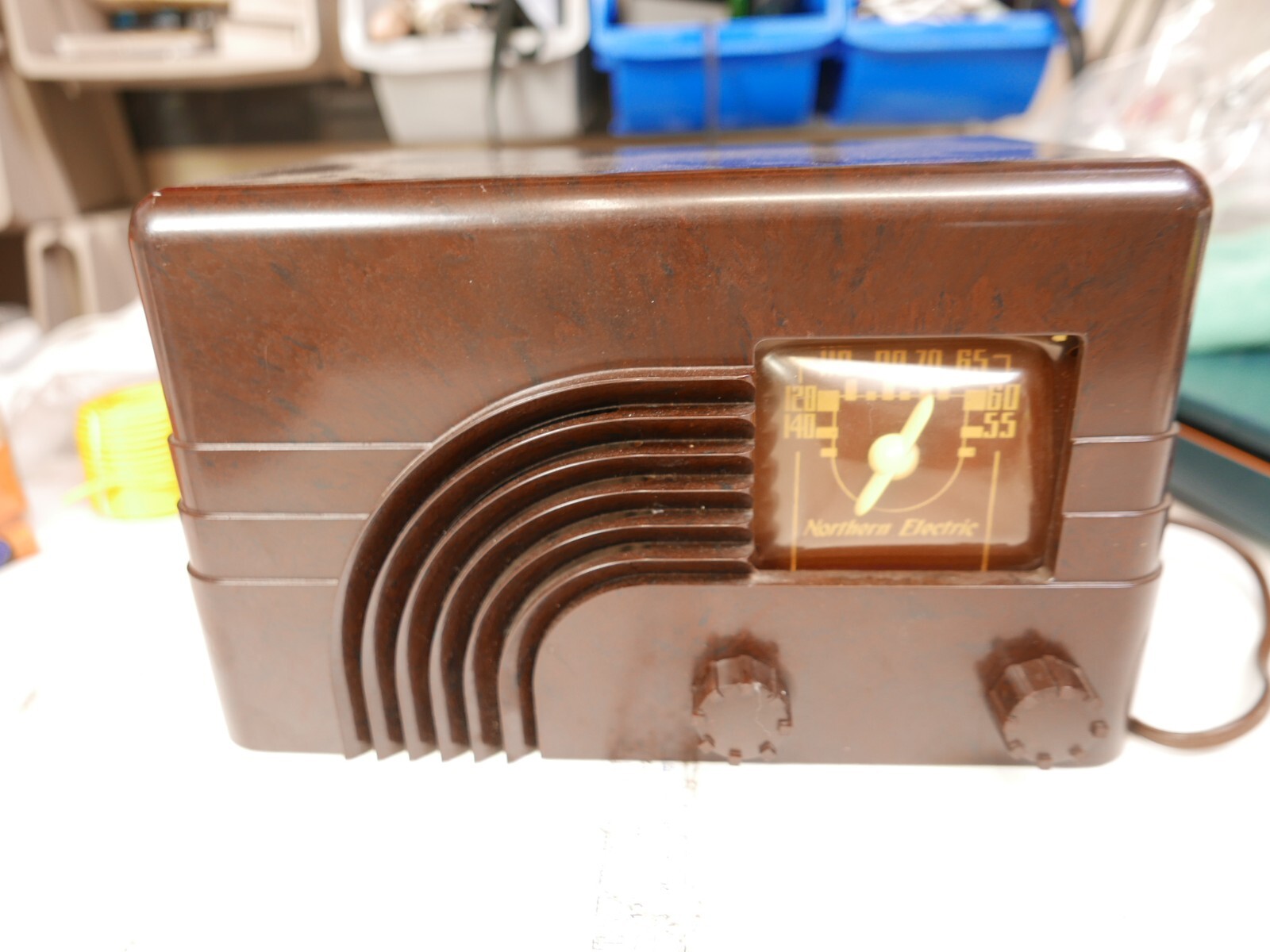 1947 Northern Electric Model 5000 “Baby Champ” Waterfall /Rainbow Radio. Tested 1947 Northern Electric Model 5000 “Baby Champ” Waterfall /Rainbow Radio. Tested