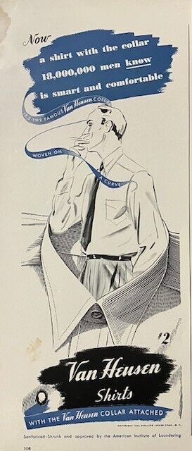 Rare 1941 Original Vintage Van Heusen Mens Clothing Dress Shirt Advertisement Ad