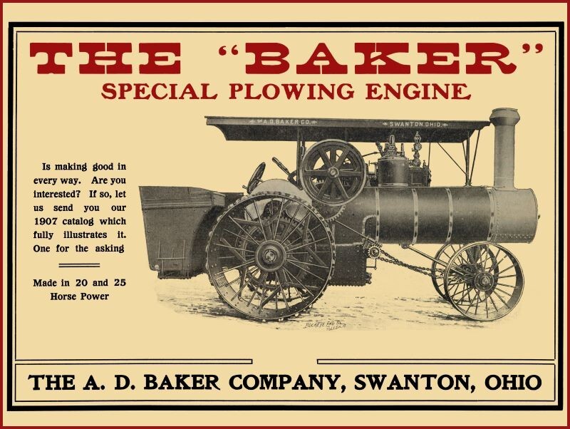 1907 A.D. Baker Special Plowing Engine NEW Sign 24x30 1907 A.D. Baker Special Plowing Engine NEW Sign 24x30