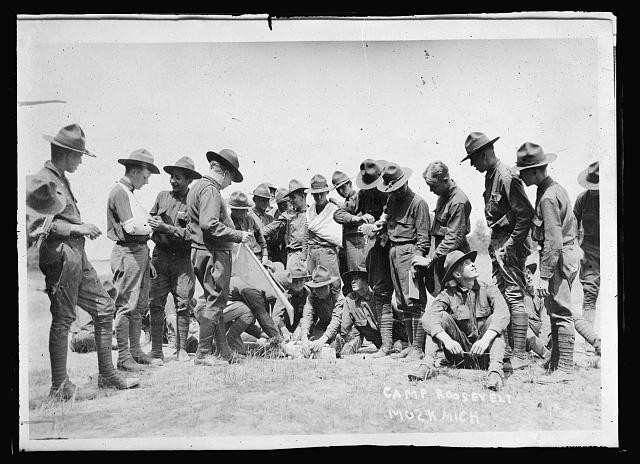 Photo:Camp Roosevelt Mich 1920 First Aid Class Applying Triangles Contest
