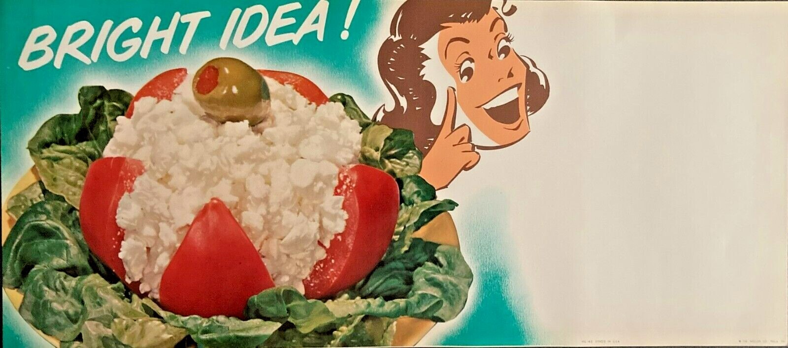   Vintage Grocery Store Paper Sign-Tomato, Cottage Cheese, Olive - 1950's 