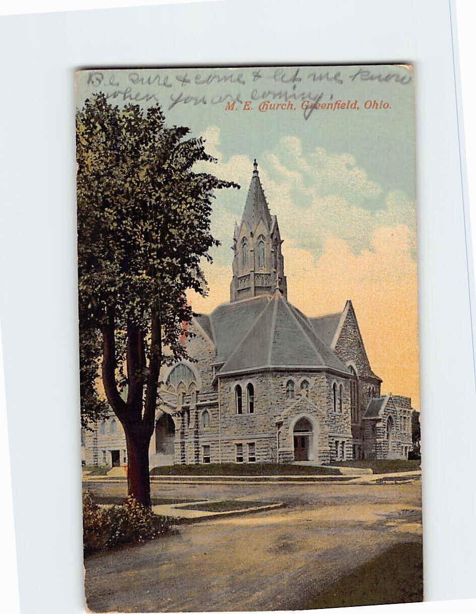 Postcard Methodist Episcopal Church Greenfield Ohio USA