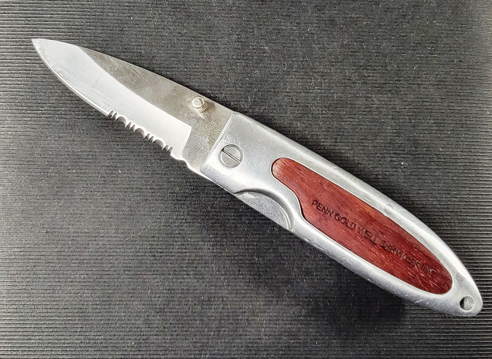 Vintage Casselman Rostfrei Stainless Folding Pocket Knife, Wood Inlay Germany