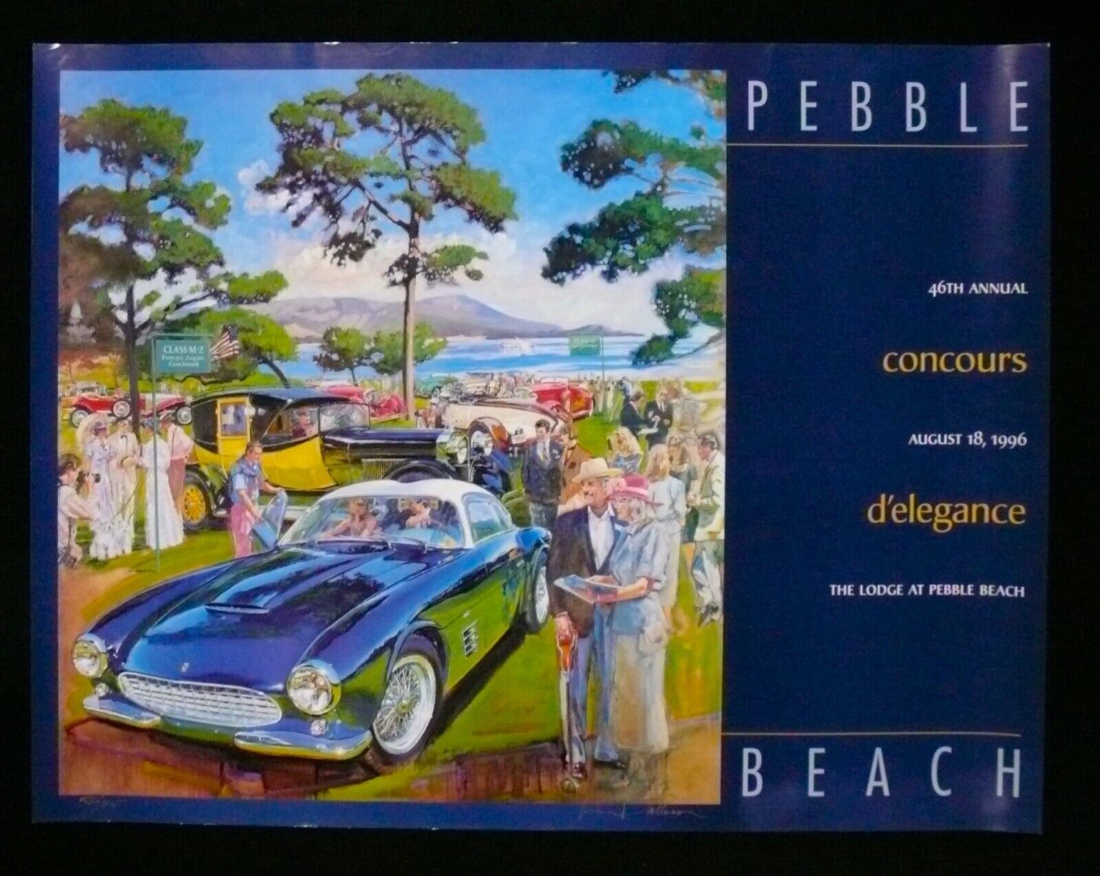 SIGNED #52/75 1996 Pebble Beach Concours Poster 1956 ZAGATO FERRARI 250 GT LWB
