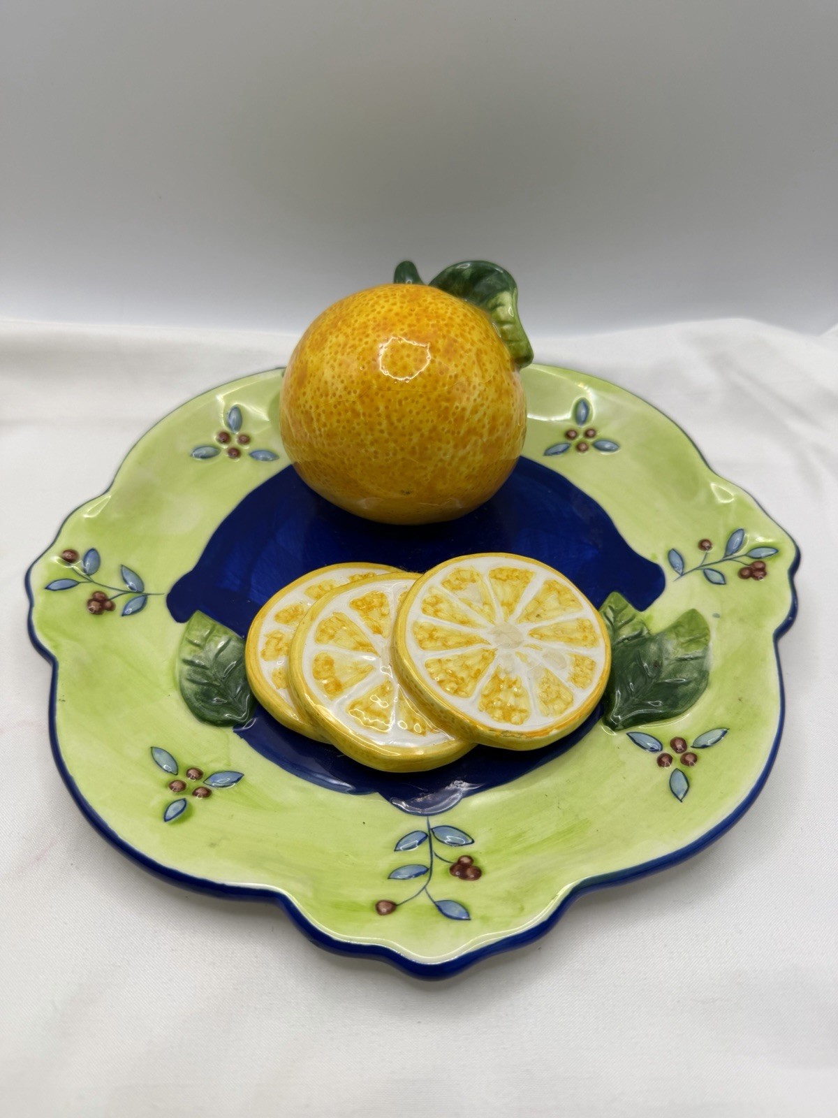 Vintage Bella Casa By Ganz 3D Fruit Plate Kitchen Decor