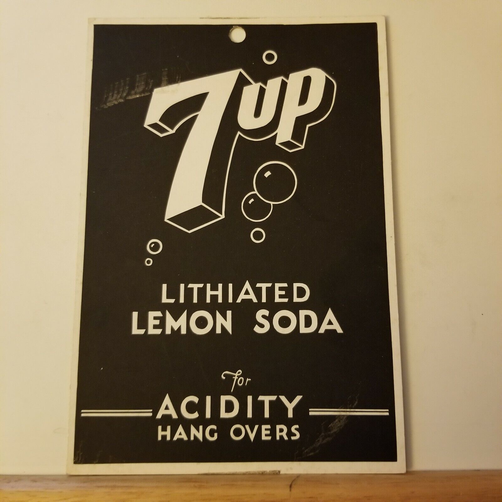 Super Rare 1930s 7up hanging sign lithiated lemon soda acidity hang overs 