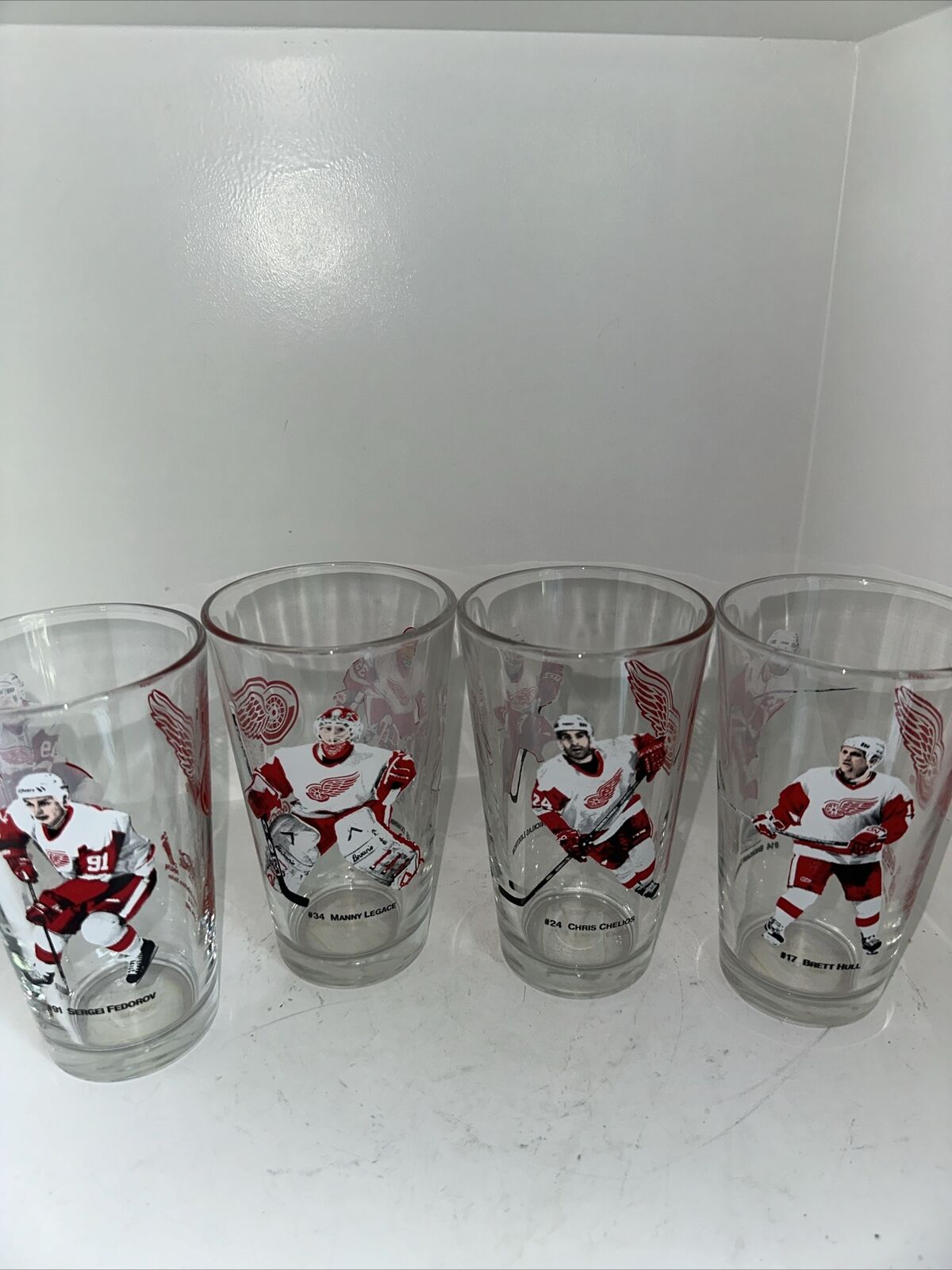 DETROIT RED WINGS 2002 ARBY'S COCA COLA COLLECTOR SERIES COMPLETE SET GLASSES