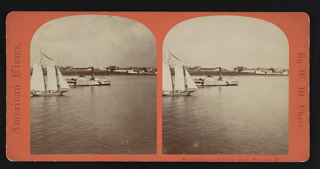 Baltimore Maryland Ft McHenry 1860s Harbor View Stereoview Boats Fort