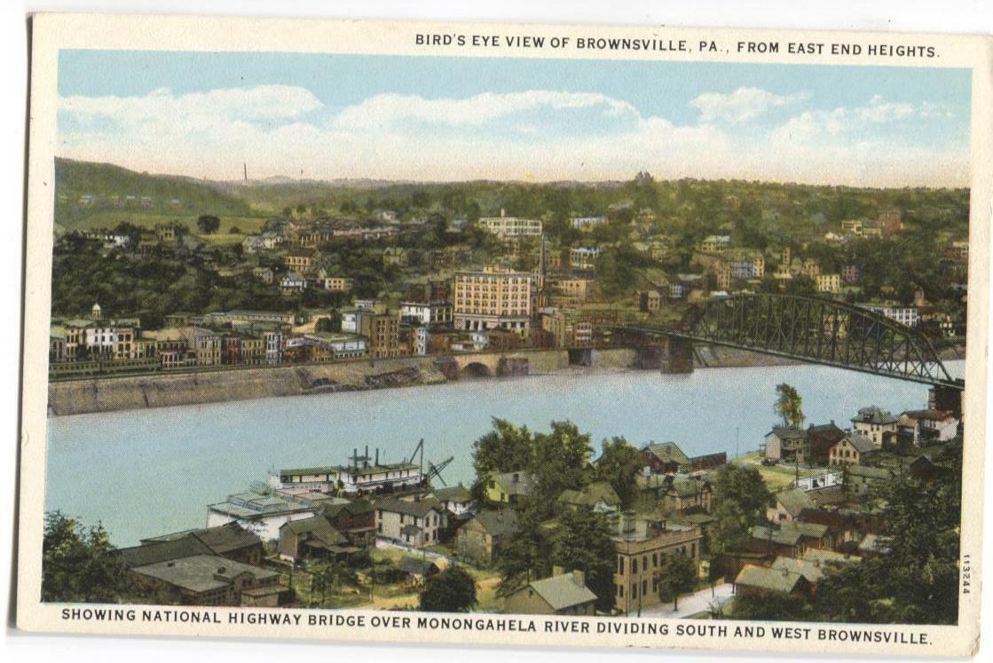 Postcard Bird\'s Eye View Brownsville PA from East End Heights 