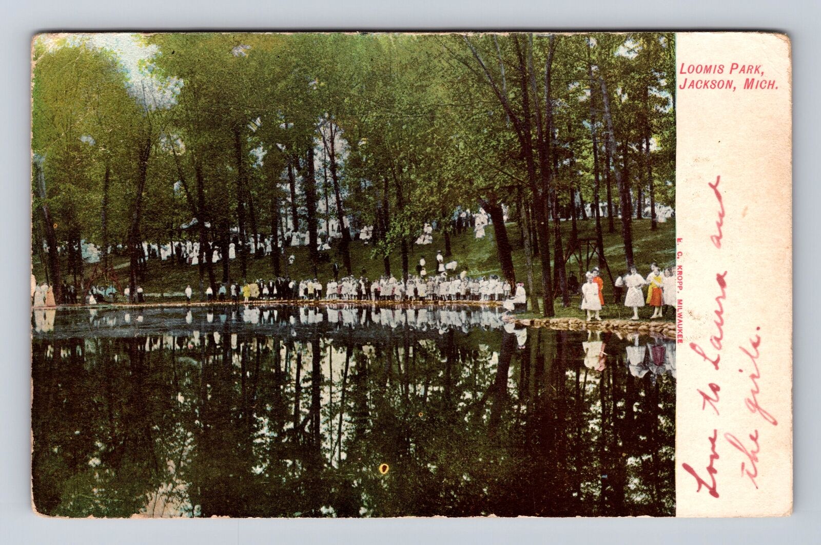 Jackson MI-Michigan, Loomis Park, Lake, Antique Vintage c1907 Souvenir Postcard