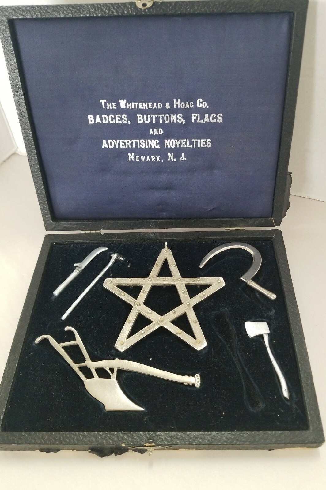 Rare Vintage rituals items for the Patrons of Husbandry (The Grange) in wood box Rare Vintage rituals items for the Patrons of Husbandry (The Grange) in wood box